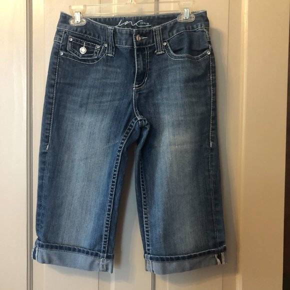 INC International Concepts Regular Fit Blue Rhinestone Denim Walking Shorts 6P - Picture 2 of 9